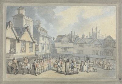 Eine Parade auf einem Marktplatz von Thomas Rowlandson